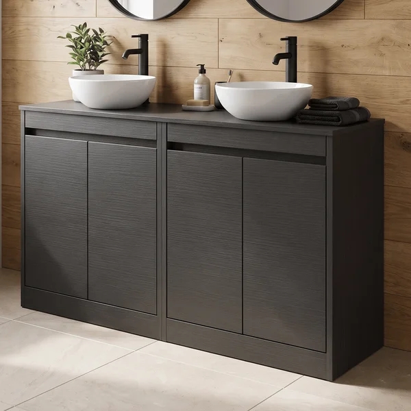 Alternate image of Nuie Havana Floorstanding Double Vanity Unit with Worktop - 4 Door - 1205 x 821mm