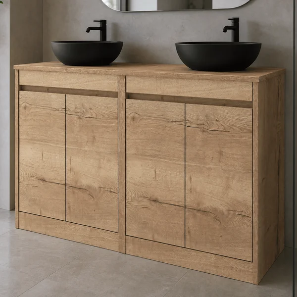 Alternate image of Nuie Havana Floorstanding Double Vanity Unit with Worktop - 4 Door - 1205 x 821mm