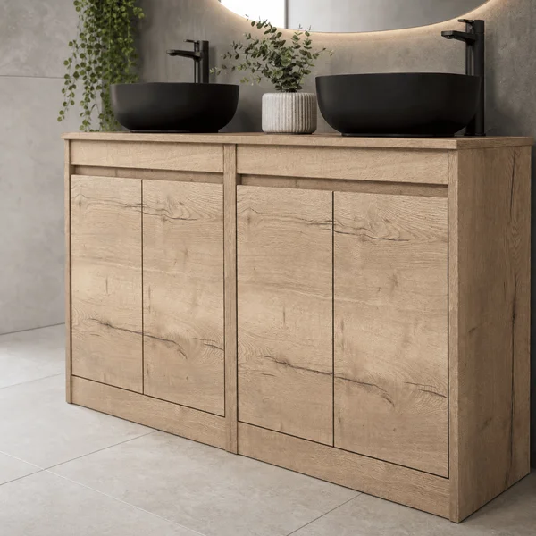 Alternate image of Nuie Havana Floorstanding Double Vanity Unit with Worktop - 4 Door - 1205 x 821mm