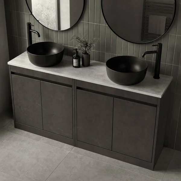 Alternate image of Nuie Havana Floorstanding Double Vanity Unit with Worktop - 4 Door - 1205 x 821mm