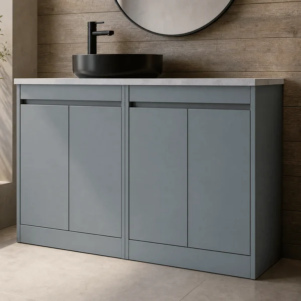 Alternate image of Nuie Havana Floorstanding Double Vanity Unit with Worktop - 4 Door - 1205 x 821mm