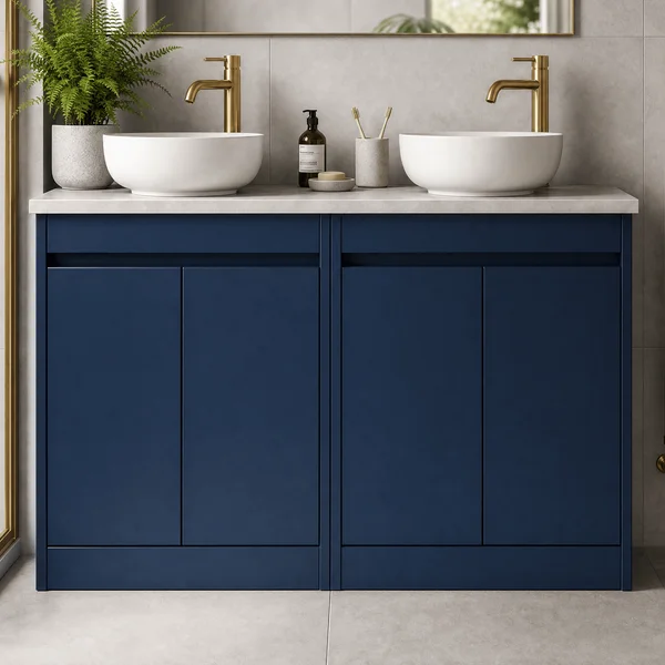 Alternate image of Nuie Havana Floorstanding Double Vanity Unit with Worktop - 4 Door - 1205 x 821mm