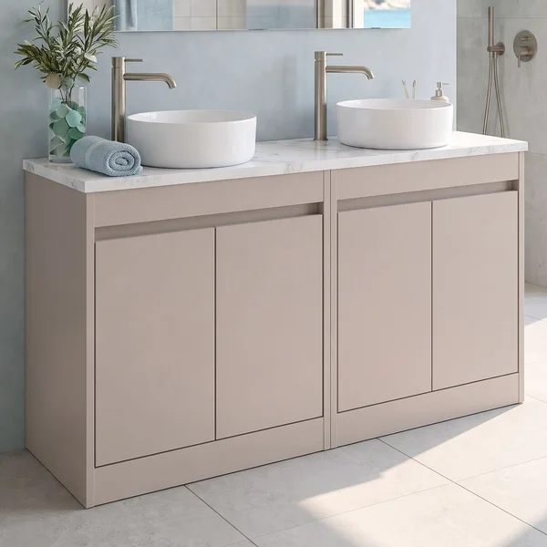 Alternate image of Nuie Havana Floorstanding Double Vanity Unit with Worktop - 4 Door - 1205 x 821mm