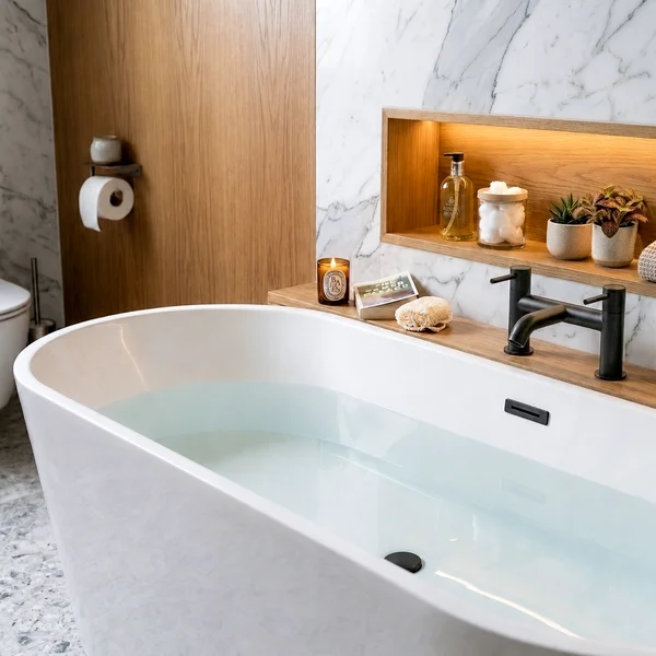 Alternate image of Joseph Miles Titan Flow Bridge Bath Filler Tap - Curved Spout - Stick Handles - Deck Mounted