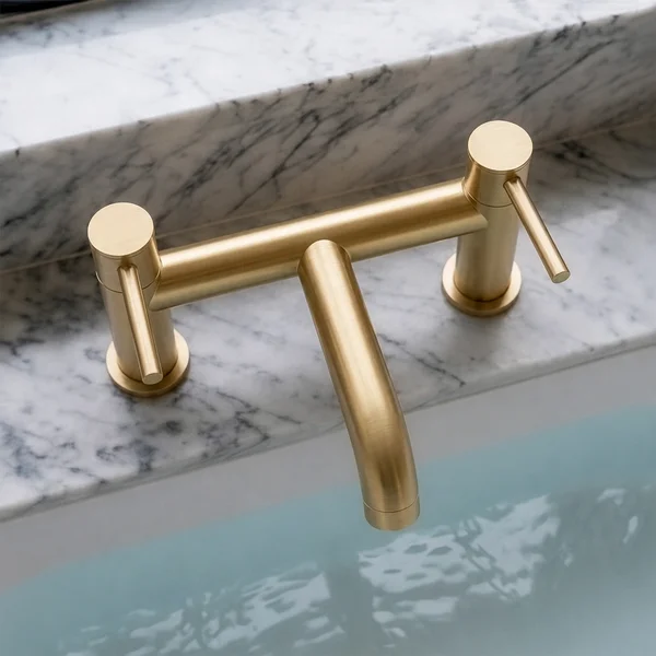 Alternate image of Joseph Miles Titan Flow Bridge Bath Filler Tap - Curved Spout - Stick Handles - Deck Mounted