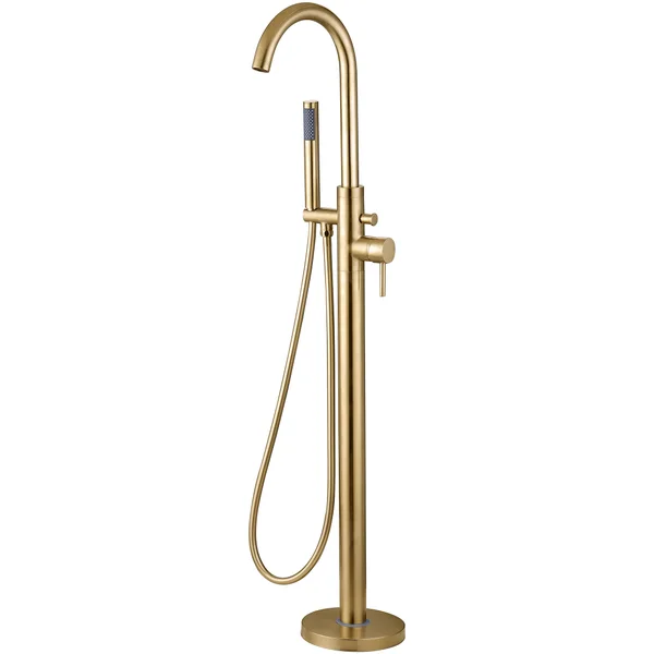 Additional image of Joseph Miles Millie Floorstanding Bath Shower Mixer Tap with Curved Spout - Stick Handle