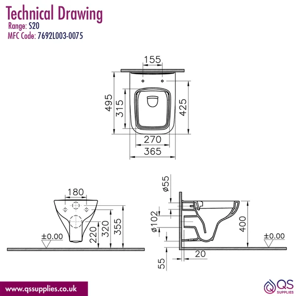Technical drawing QS-V59722 / 7692L003-0075