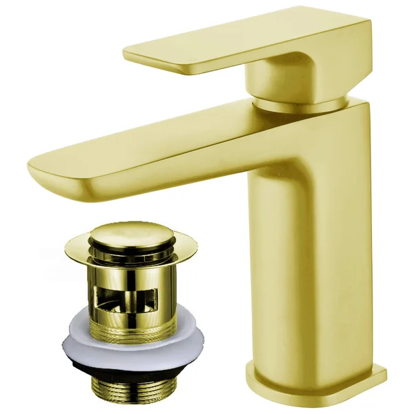 Alternate image of Joseph Miles Luxe Monobloc Basin Mixer Tap with Sprung Waste - Flat Handle and Spout - Deck Mounted