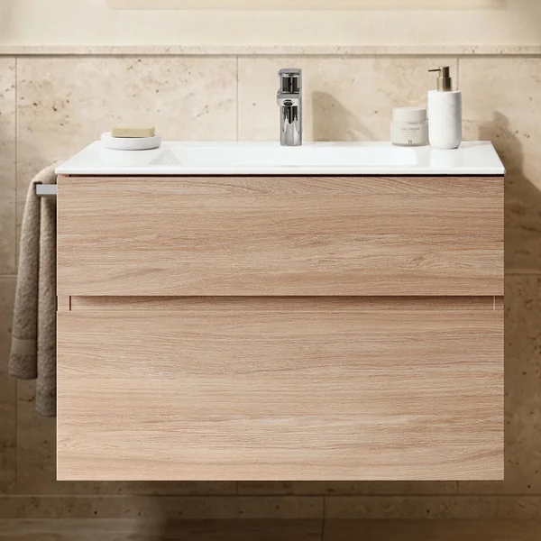 Alternate image of Geberit Aniara Wall-Hung Vanity Unit with Recessed Handles - 2 Drawers - 605mm High