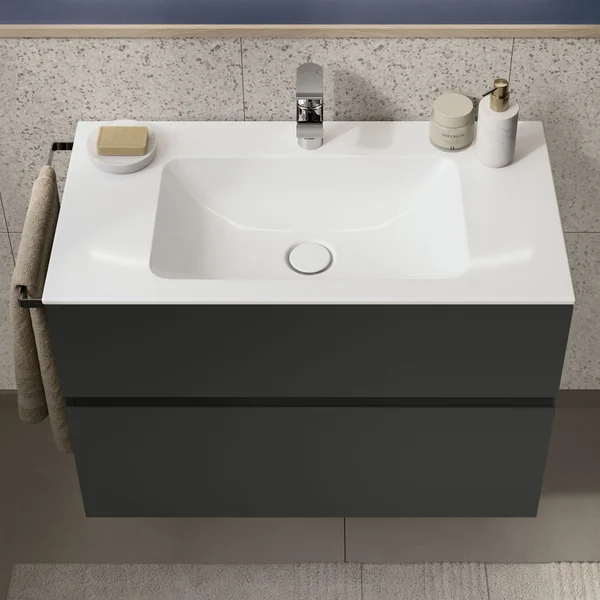 Alternate image of Geberit Aniara Wall-Hung Vanity Unit with Recessed Handles - 2 Drawers - 605mm High