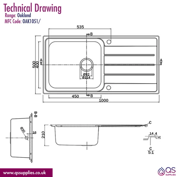 Technical drawing QS-V116376 / OAK1051/