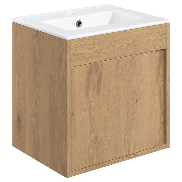 Joseph Miles Quilla Wall Hung Vanity Unit Ceramic with Basin - 1 Door - 510 x 518mm
