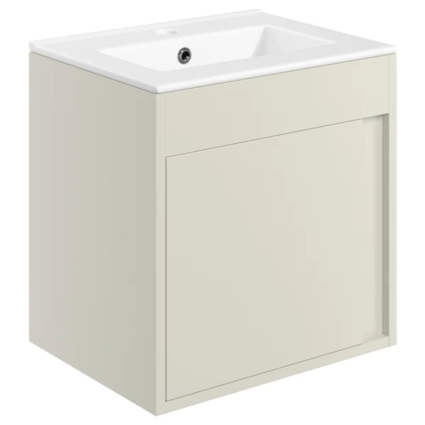 Alternate image of Joseph Miles Quilla Wall Hung Vanity Unit Ceramic with Basin - 1 Door - 510 x 518mm