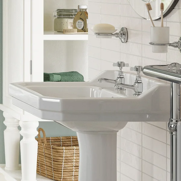Additional image of Joseph Miles Wilson Traditional 2 Taphole Semi Recessed Basin - 550 x 450mm