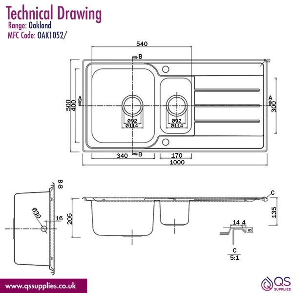 Technical drawing QS-V116377 / OAK1052/