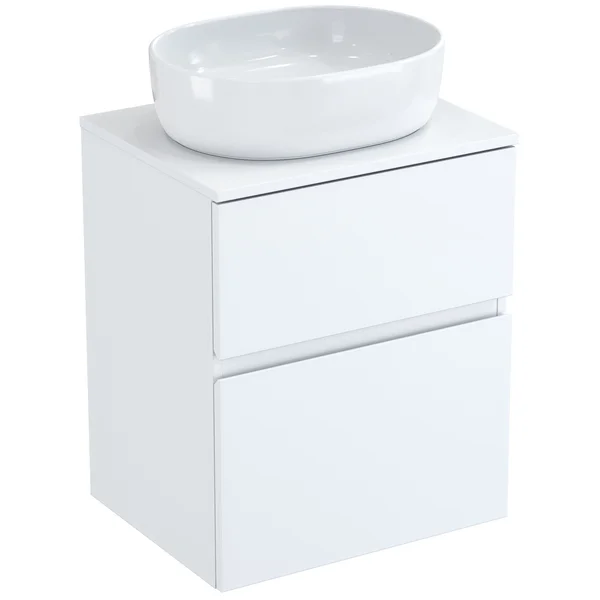 Geberit Aniara Wall-Hung Countertop Vanity Unit with Worktop - 2 Drawers - 621mm High