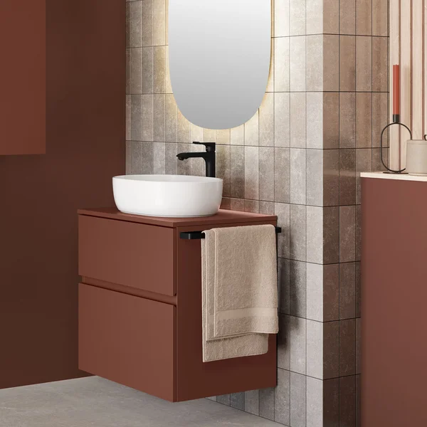 Alternate image of Geberit Aniara Wall-Hung Countertop Vanity Unit with Worktop - 2 Drawers - 621mm High