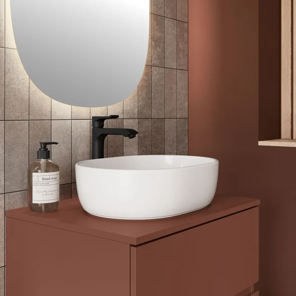 Alternate image of Geberit Aniara Wall-Hung Countertop Vanity Unit with Worktop - 2 Drawers - 621mm High