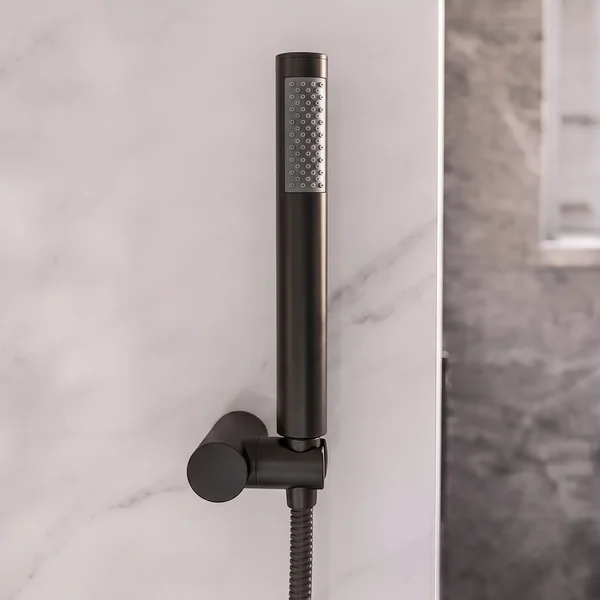 Alternate image of Joseph Miles Belini Bridge Bath Shower Mixer Tap with Curved Waterfall Spout - Flat Handles - Deck Mounted
