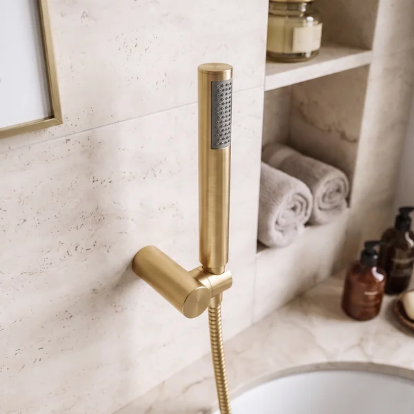 Alternate image of Joseph Miles Belini Bridge Bath Shower Mixer Tap with Curved Waterfall Spout - Flat Handles - Deck Mounted