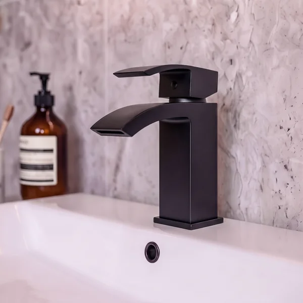 Alternate image of Joseph Miles Descent Mini Basin Mixer Tap with Push Waste - Curved Handle - Deck Mounted