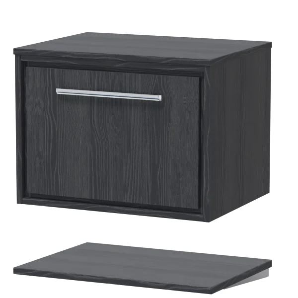 Hudson Reed Lille Wall Hung Contemporary Vanity Unit with Worktop and Shelf - 1 Drawer - 449mm High