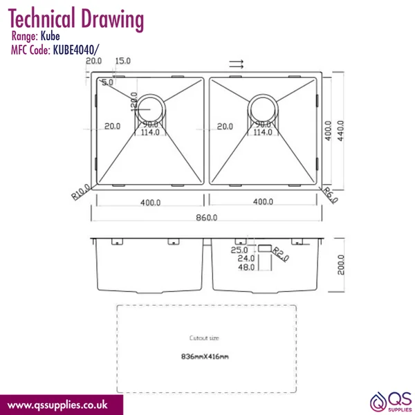 Technical drawing QS-V116381 / KUBE4040/
