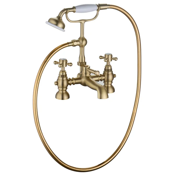 Alternate image of Joseph Miles Rhett Traditional Bridge Bath Mixer Tap with Long Spout - Crosshead Handles - Deck Mounted