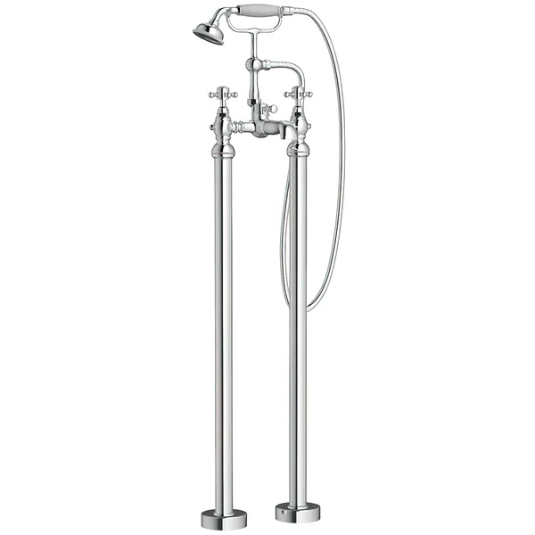 Joseph Miles Rhett Floorstanding Traditional Bath Shower Mixer Tap - Crosshead Handles