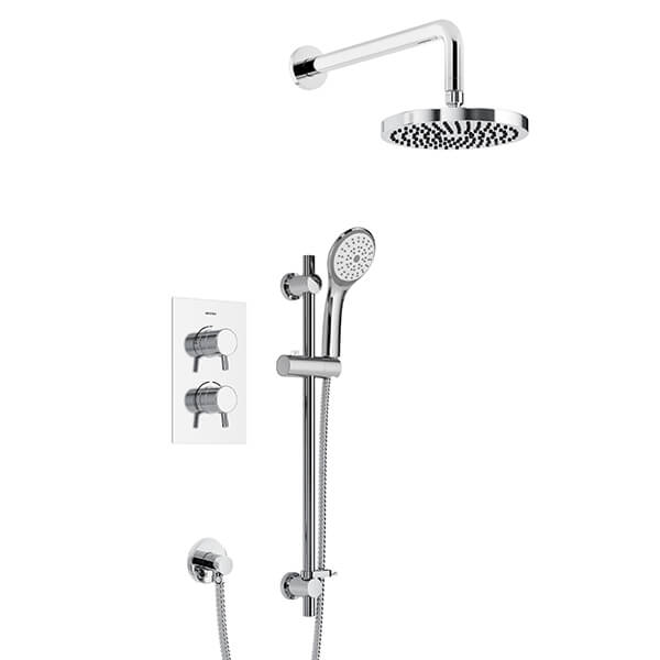 Bristan Prism Thermostatic Mixer Valve with Fixed Shower Head and Slide Rail Kit