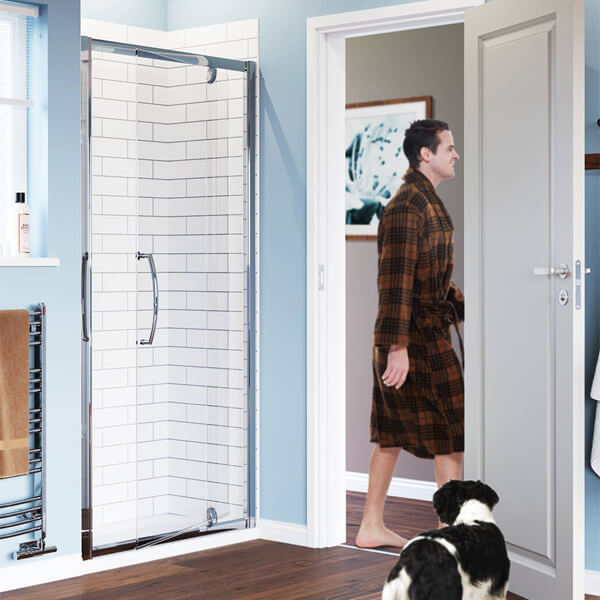 Alternate image of Lakes Classic Semi-Frameless Pivot Shower Door - Silver Profile - 700 x 1850mm - Ex-Display