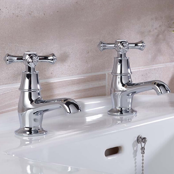 Additional image of Bristan Colonial Pair of Chrome Traditional Basin Taps - Crosshead Handles - Deck Mounted