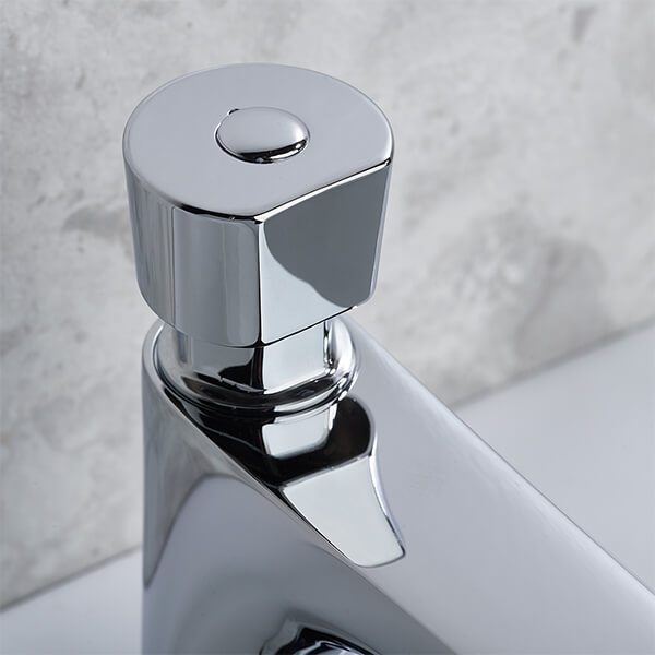 Additional image of Bristan Commercial Timed-Flow Chrome Finish Basin Pillar Tap - Soft-Touch Knob Handle