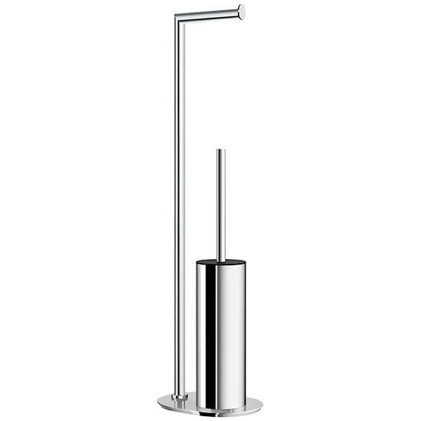 Smedbo Outline Freestanding Round Toilet Roll Holder and Toilet Brush Set - Stainless Steel