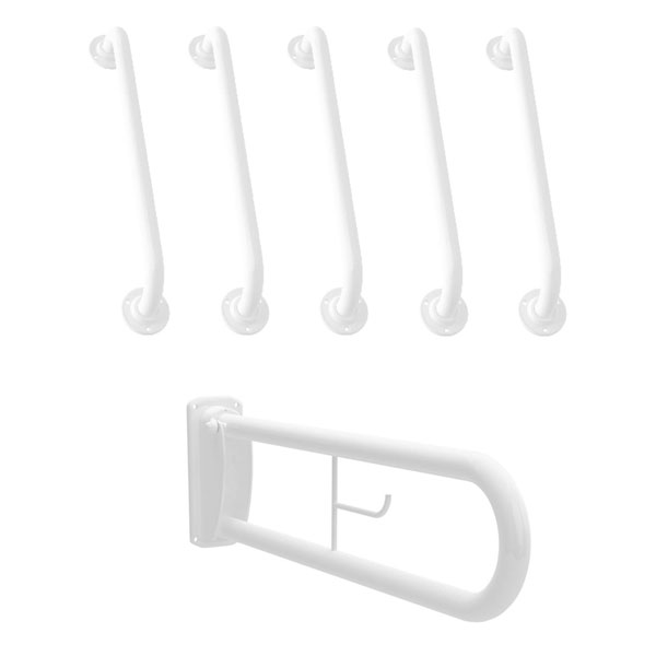 Lecico Atlas 600mm Grab Rail and 800mm Hinged Rail - Wall Mounted