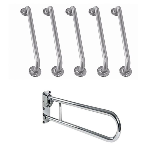 Alternate image of Lecico Atlas 600mm Grab Rail and 800mm Hinged Rail - Wall Mounted