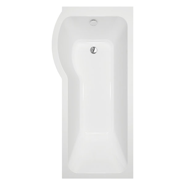 Aqua Edition Compact P Shaped 1700 x 800mm Shower Bath With Front Panel
