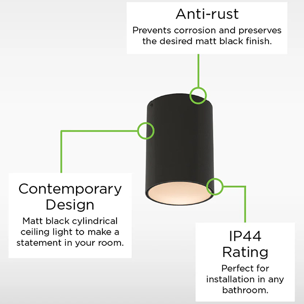 Additional image of Sensio Onyx Contemporary LED Ceiling Light - Matt Black