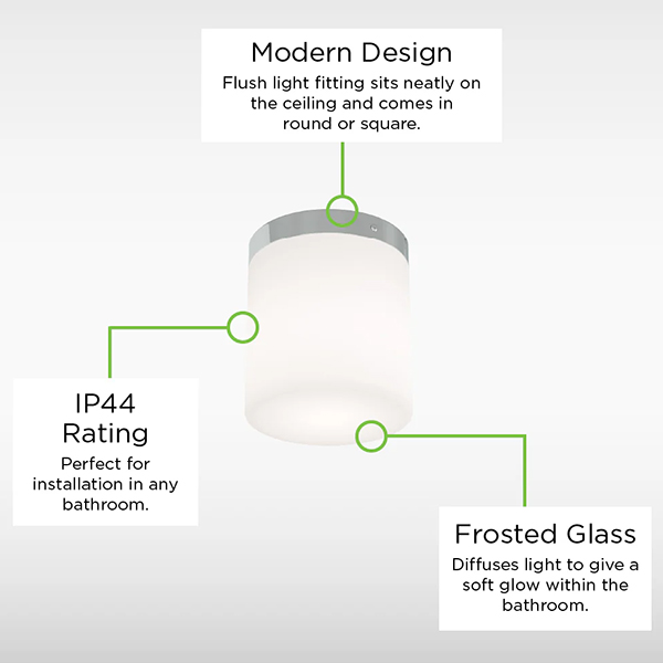Alternate image of Sensio Mabelle Frosted Glass LED Ceiling Light with Chrome Base  - Square or Round