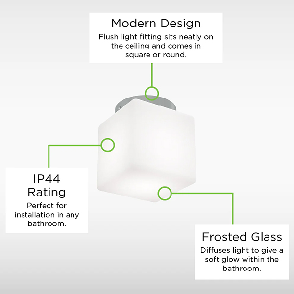 Alternate image of Sensio Mabelle Frosted Glass LED Ceiling Light with Chrome Base  - Square or Round