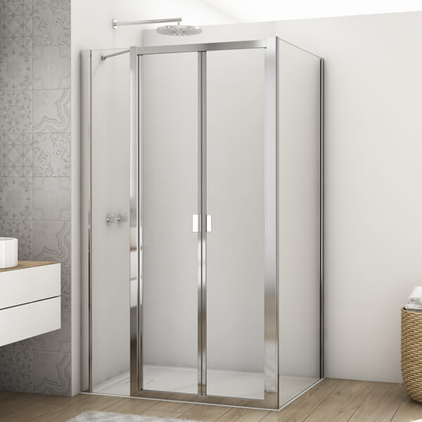 Additional image of Kudos Divera Bifold Shower Door with Inline Panel and Pull Handle - Aluminium Frame