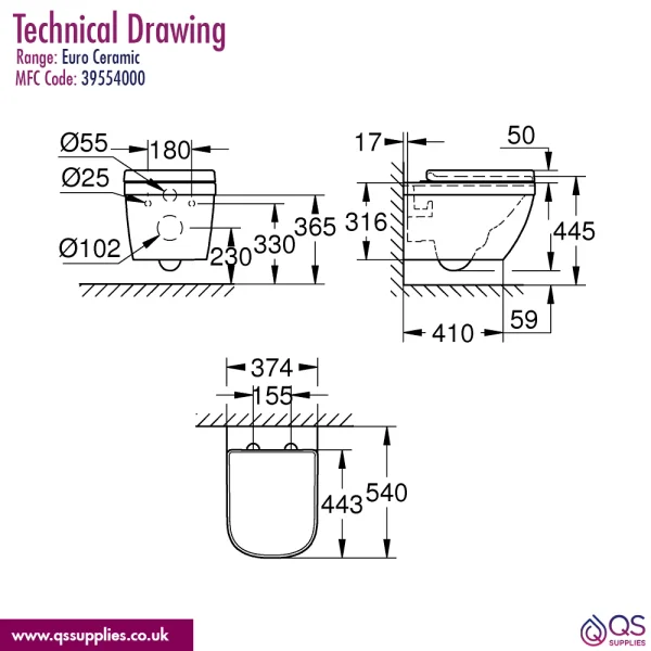 Technical drawing QS-V115432 / 39554000