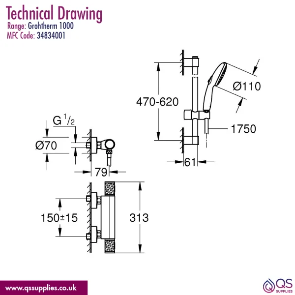 Technical drawing QS-V115434 / 34834001