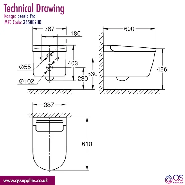 Technical drawing QS-V115407 / 36508SH0