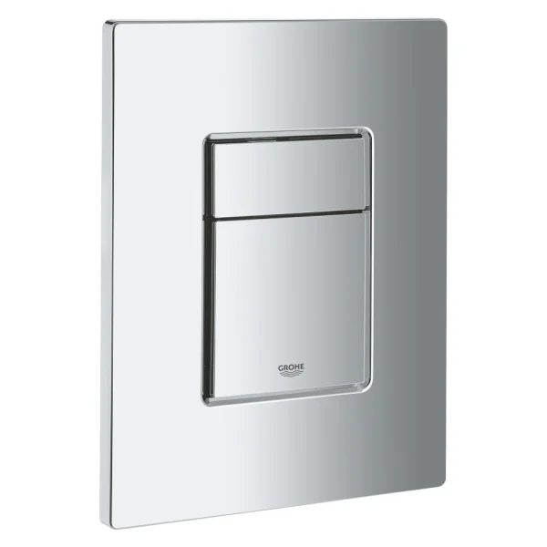 Grohe Skate Cosmopolitan Rectangular Chrome Toilet Flush Plate with Dual Button - 156 x 197mm