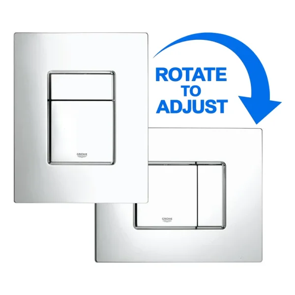 Additional image of Grohe Skate Cosmopolitan Rectangular Chrome Toilet Flush Plate with Dual Button - 156 x 197mm