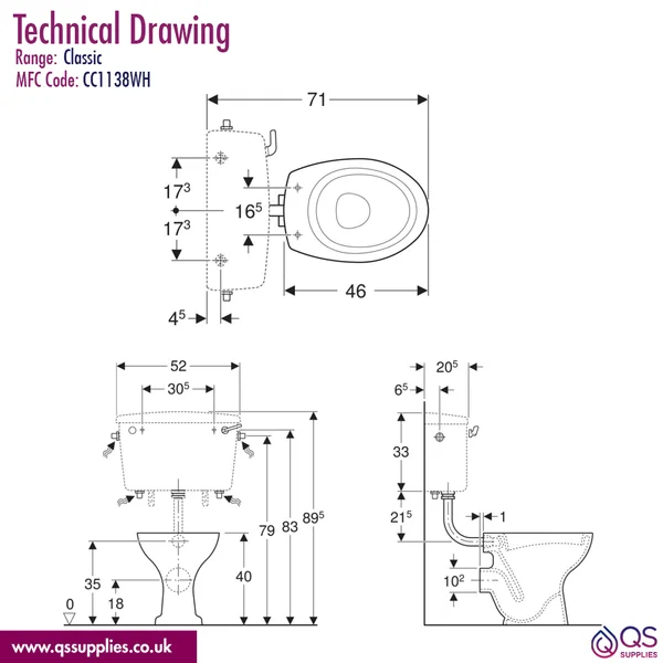 Technical drawing QS-V115452 / CC1138WH