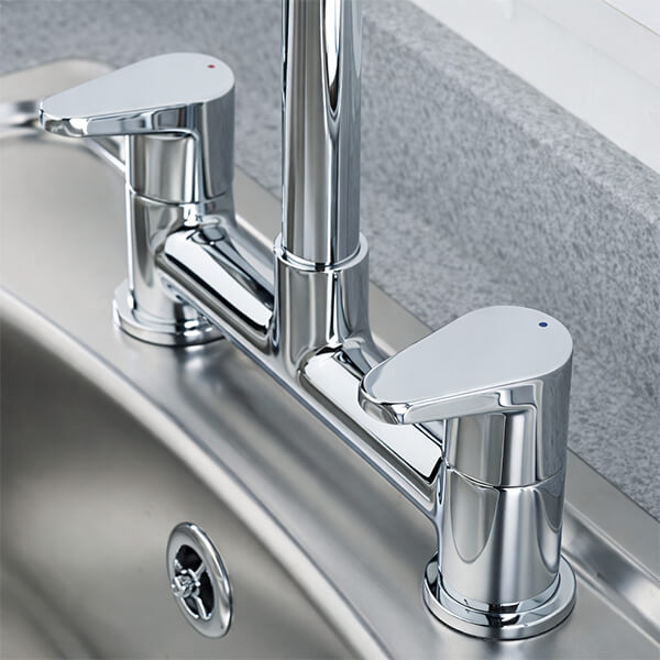 Additional image of Bristan Quest Contemporary Chrome Bridge Kitchen Mixer Tap - Tapered Handles