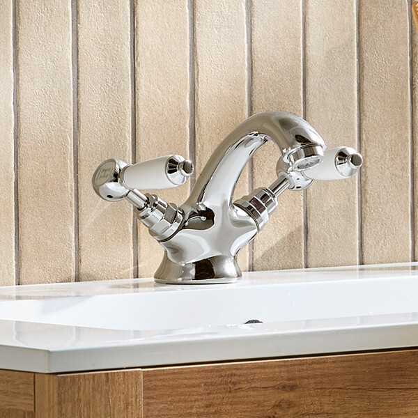 Additional image of Bristan Renaissance Traditional Chrome Basin Mixer Tap with Pop-Up Waste - Lever Handles - Deck Mounted