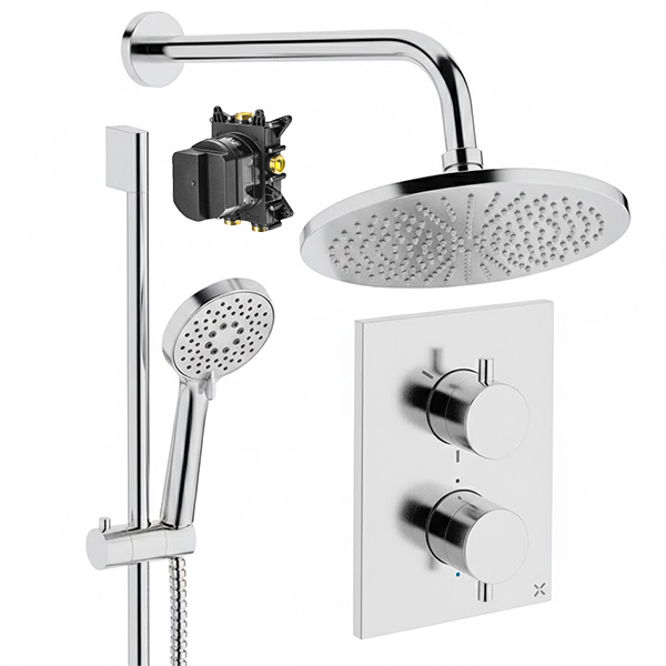Alternate image of Crosswater MPRO Crossbox Concealed Thermostatic Shower Set with Wall Mounted Head and Arm